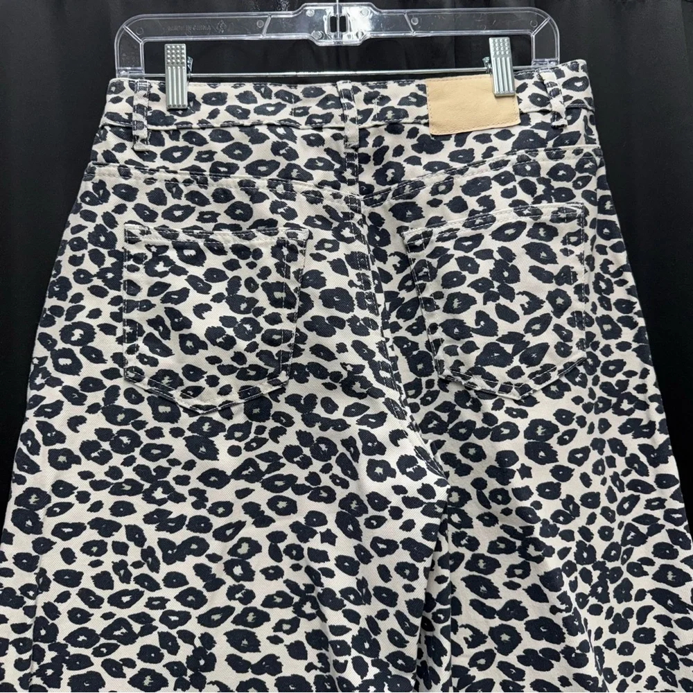 Zara Black and Cream Animal Print Pants